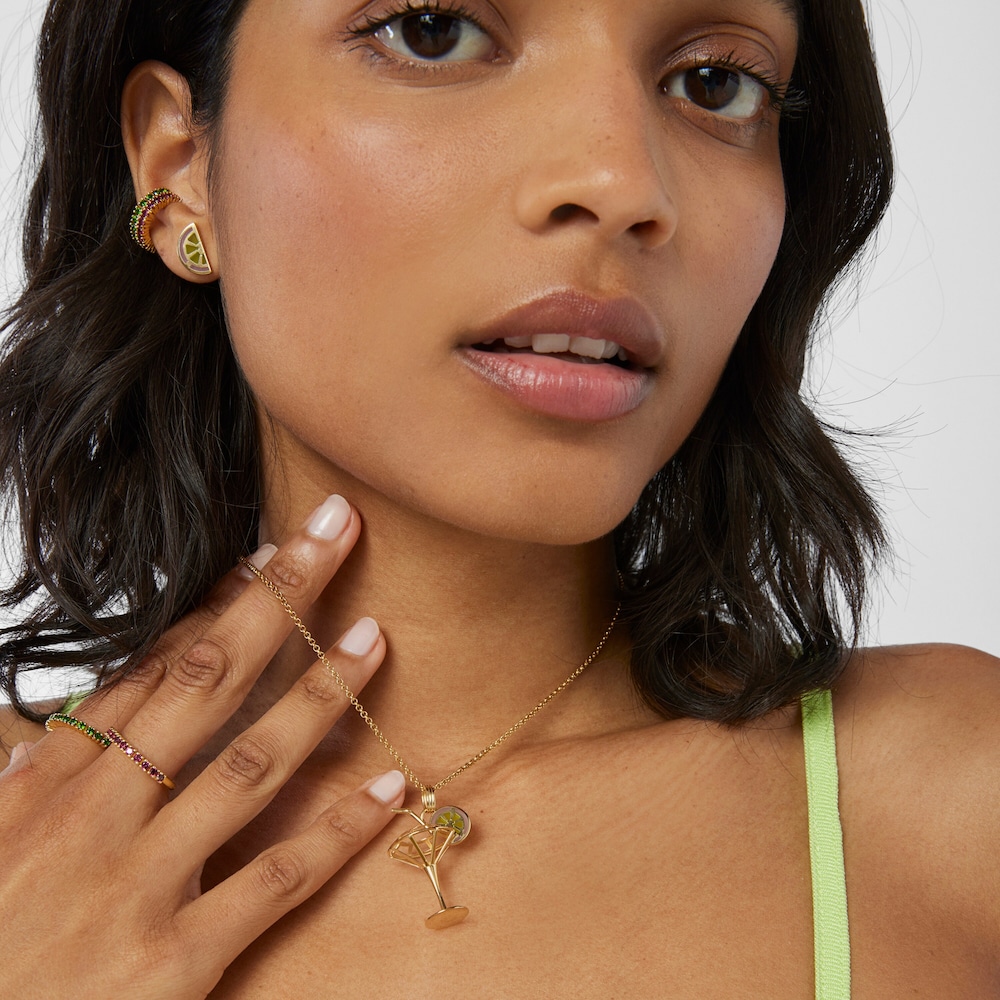 Colgante con ba&ntilde;o de oro 18 kt sobre plata 3D y esmaltado 33 mm TOUS Beach Cup