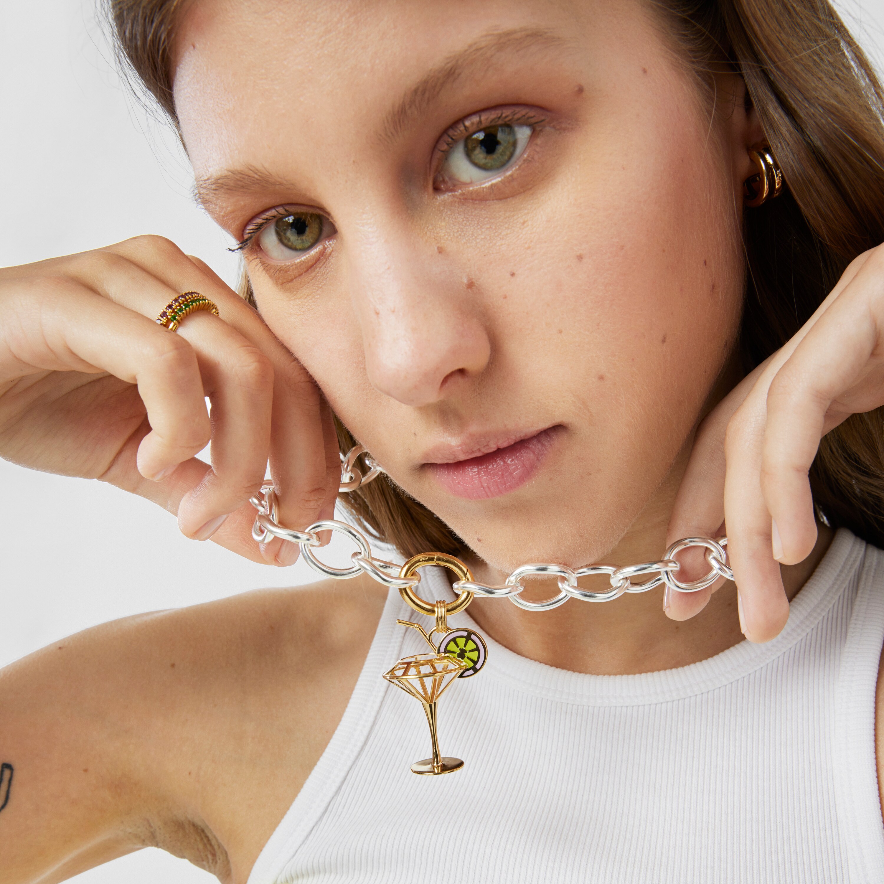 45-mm silver vermeil TOUS Beach Cup 3D Enameled pendant