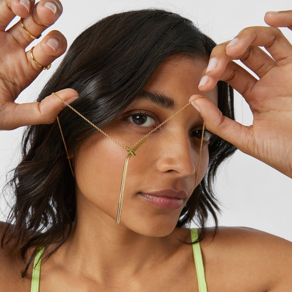 70-mm silver vermeil TOUS Beach Cup Pendant with chrome diopside