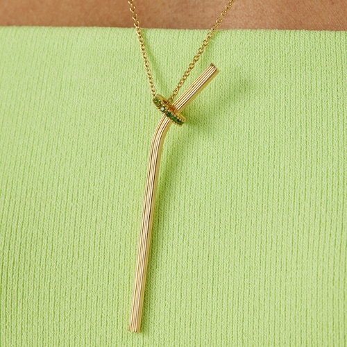 70-mm silver vermeil TOUS Beach Cup Pendant with chrome diopside