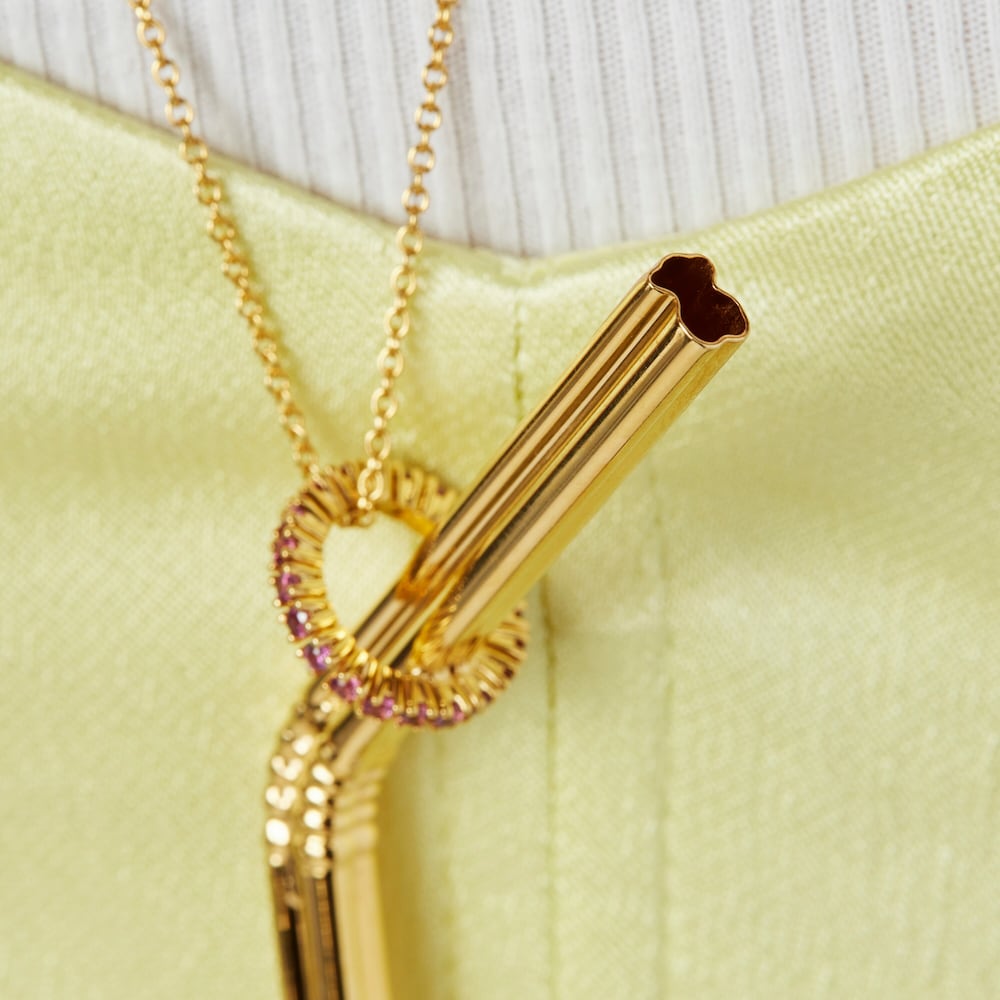 150-mm silver vermeil TOUS St Tropez Cup Pendant with rhodolite
