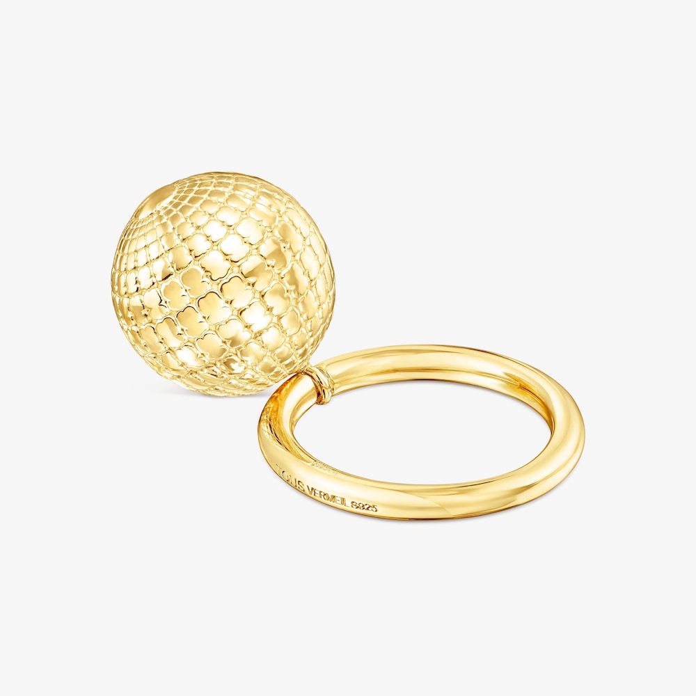 Pierścionek wykonany ze srebra vermeil St. Tropez Disco z kulką z misiem