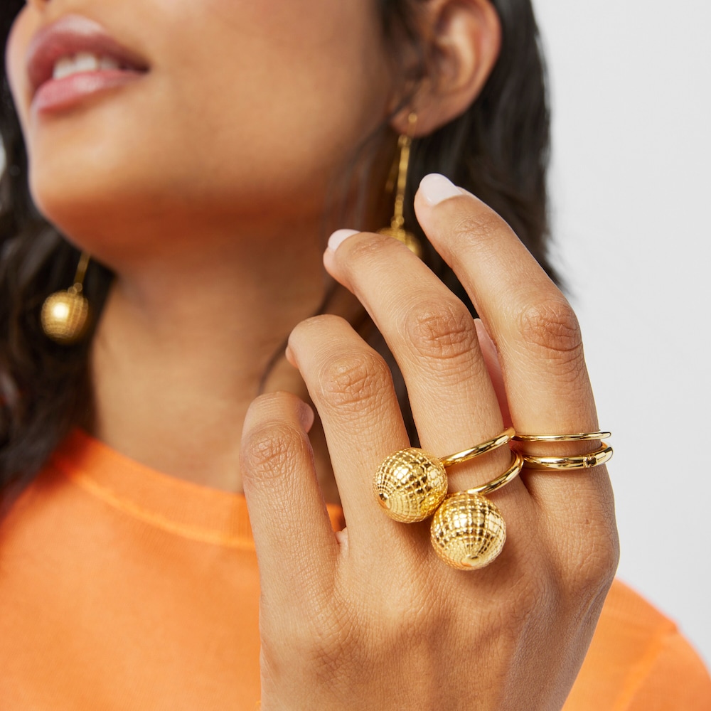 Pierścionek wykonany ze srebra vermeil St. Tropez Disco z kulką z misiem