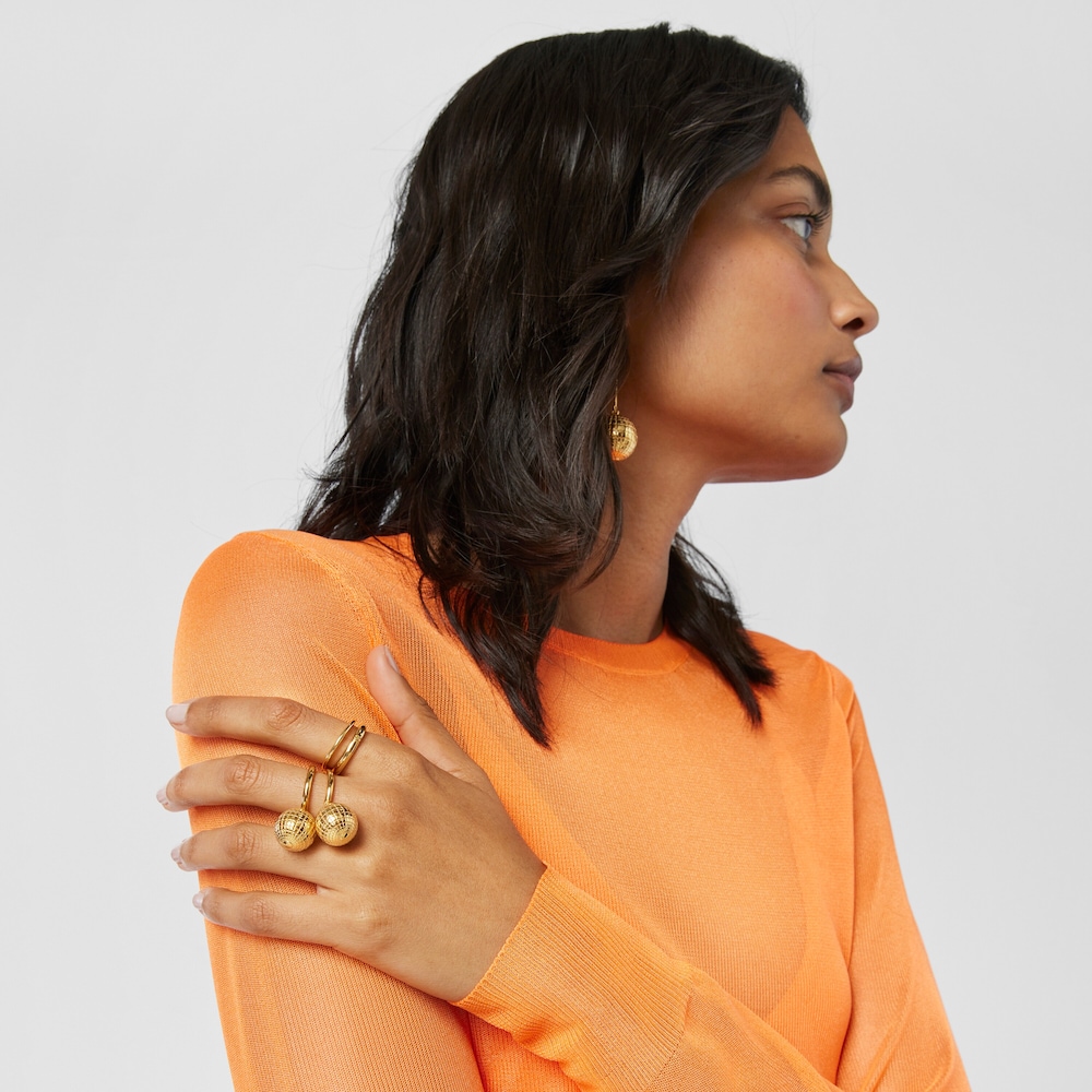 Pierścionek wykonany ze srebra vermeil St. Tropez Disco z kulką z misiem