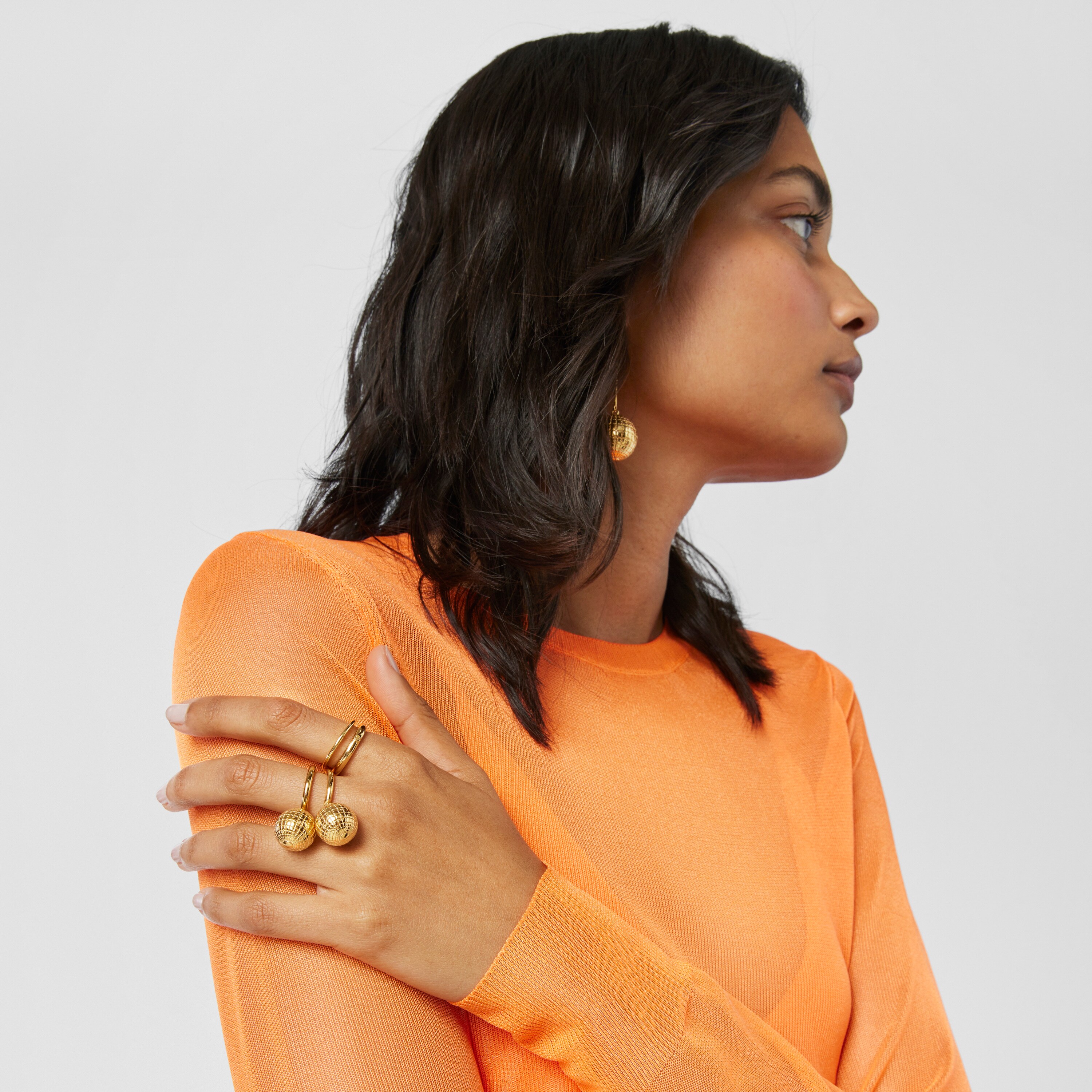 Silver vermeil Beach Disco bear ball Ring