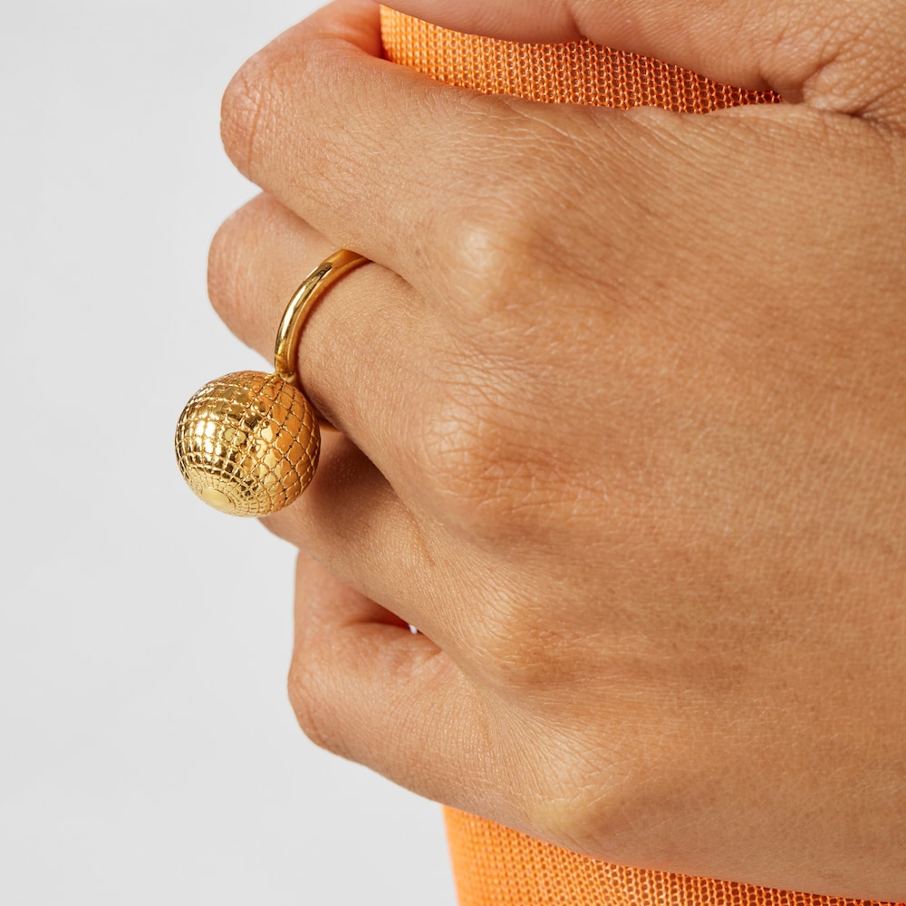 Silver vermeil St Tropez Disco bear ball Ring