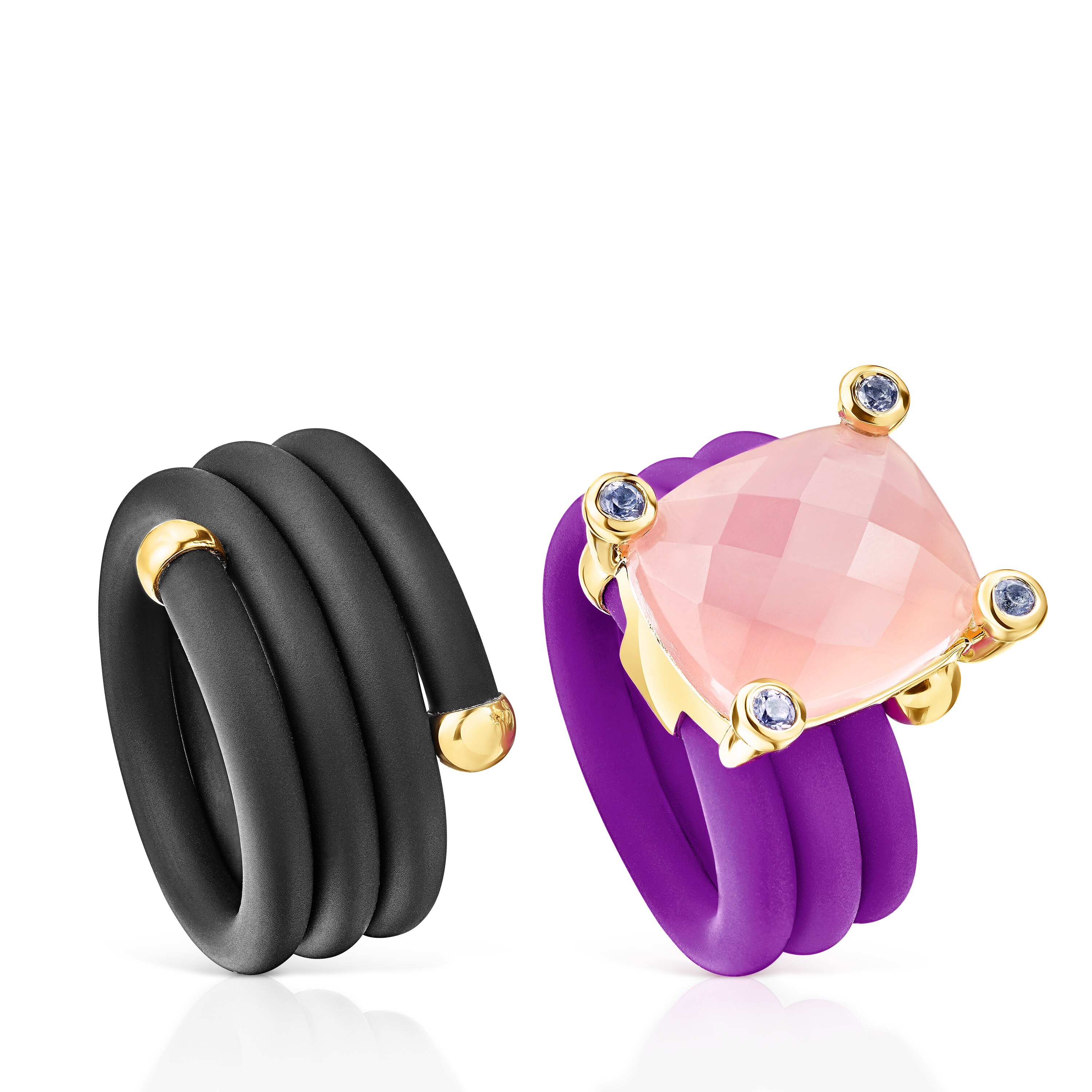 Pack Pink TOUS St Tropez Caucho Triple ring with gemstones