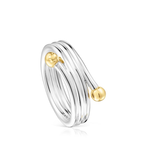 Silver and silver vermeil St Tropez Triple ring