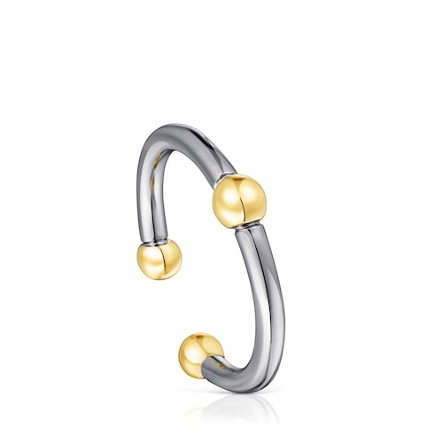 Dark silver and silver vermeil St Tropez Open ring