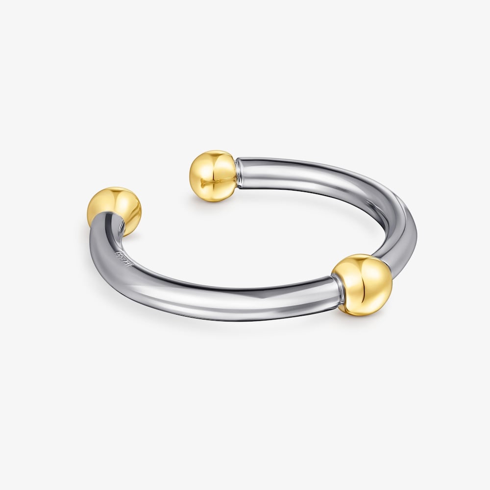 Dark silver and silver vermeil Beach Open ring