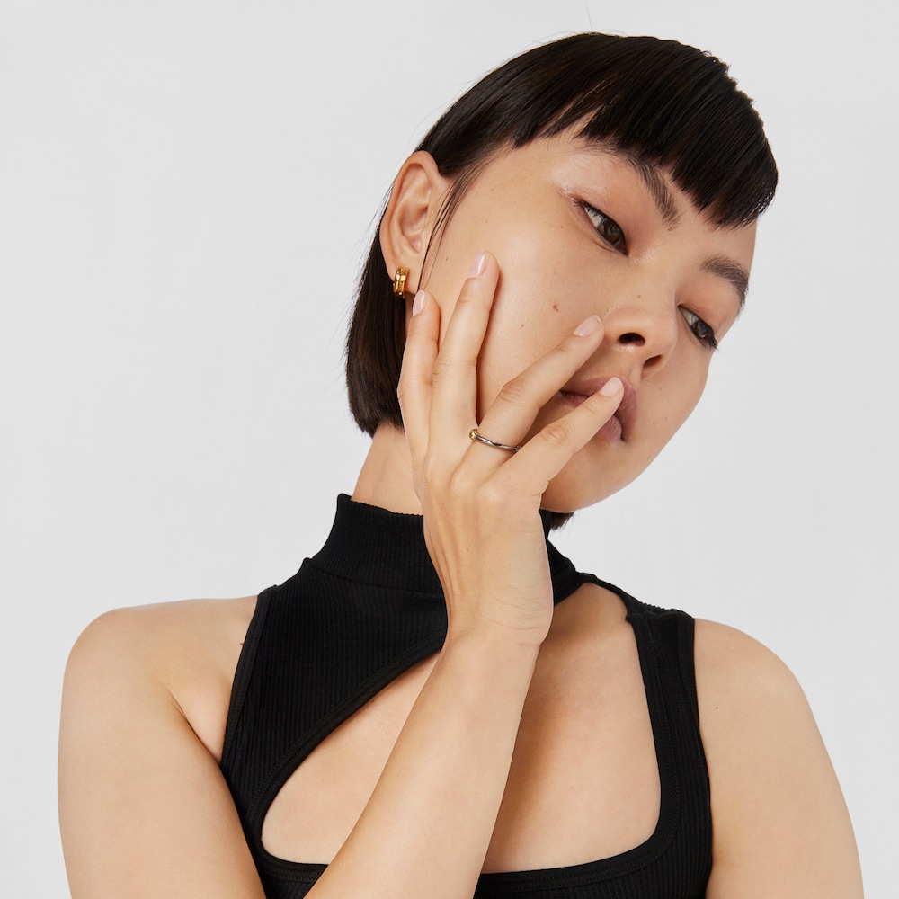 Dark silver and silver vermeil Beach Open ring