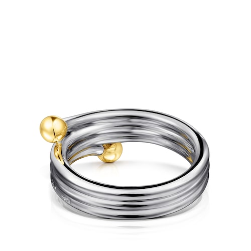 Dark silver and silver vermeil St Tropez Triple ring