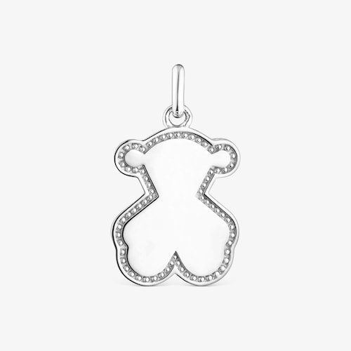Pendentif m&eacute;daille en argent silhouette ourson Efecttous