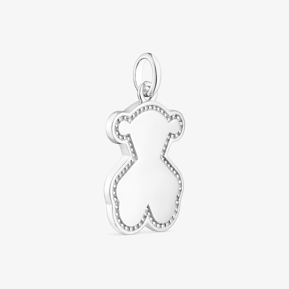 Pendentif m&eacute;daille en argent silhouette ourson Efecttous