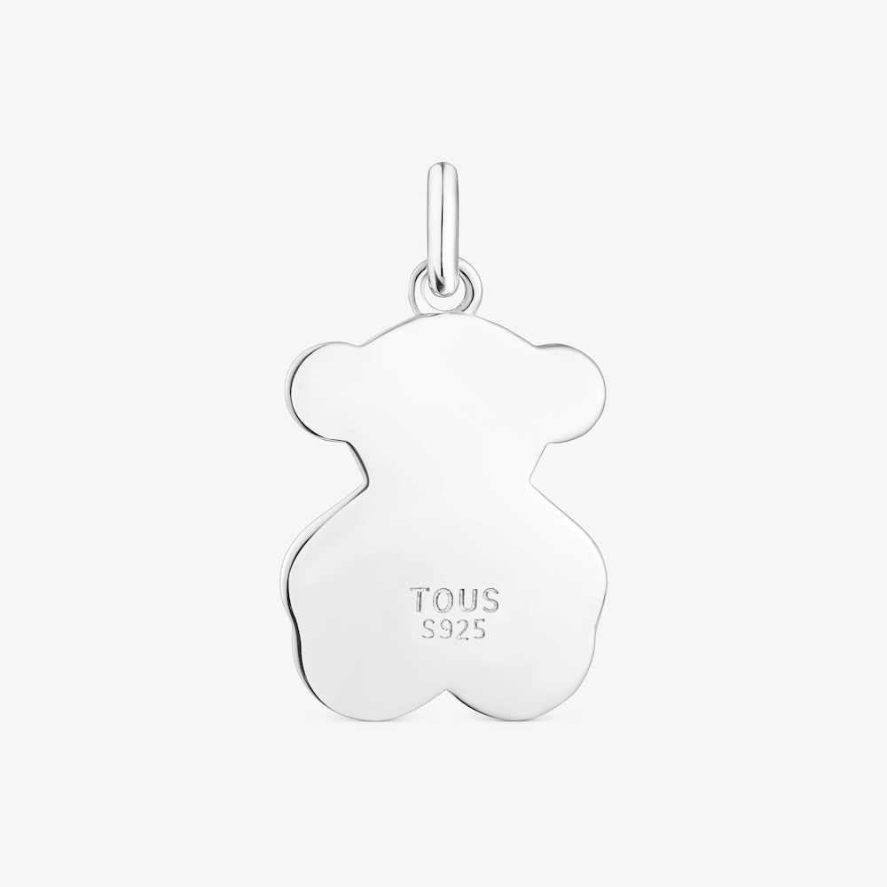 Pendentif m&eacute;daille en argent silhouette ourson Efecttous