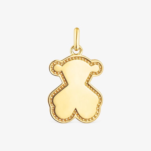 Dije medalla con ba&ntilde;o de oro 18 kt sobre plata silueta oso Effecttous