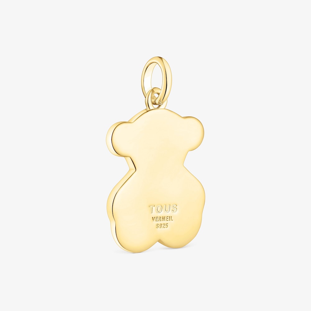 Dije medalla con ba&ntilde;o de oro 18 kt sobre plata silueta oso Effecttous