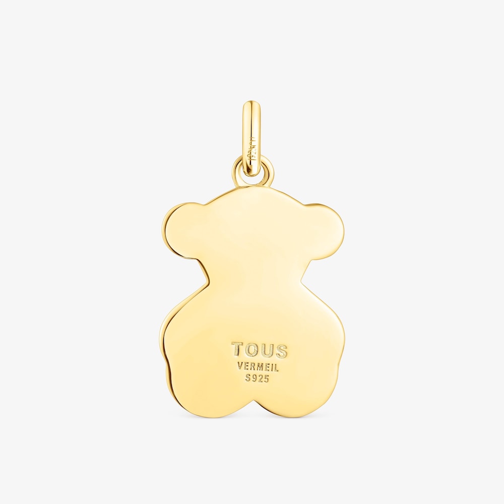 Dije medalla con ba&ntilde;o de oro 18 kt sobre plata silueta oso Effecttous