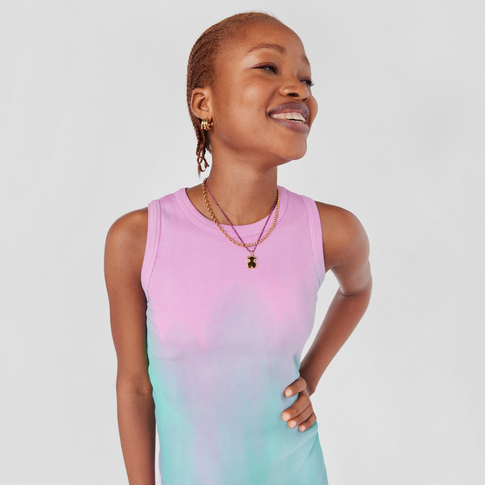 Dije medalla con ba&ntilde;o de oro 18 kt sobre plata silueta oso Effecttous