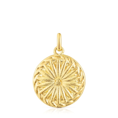 Medalla con baño de oro 18 kt sobre plata crochet oso Effecttous