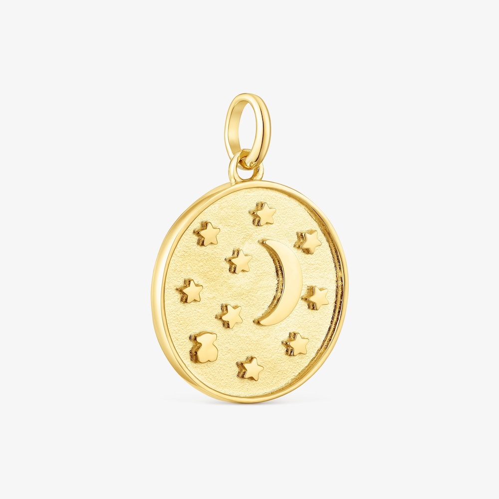 Medalla con ba&ntilde;o de oro 18 kt sobre plata luna y estrellas Effecttous