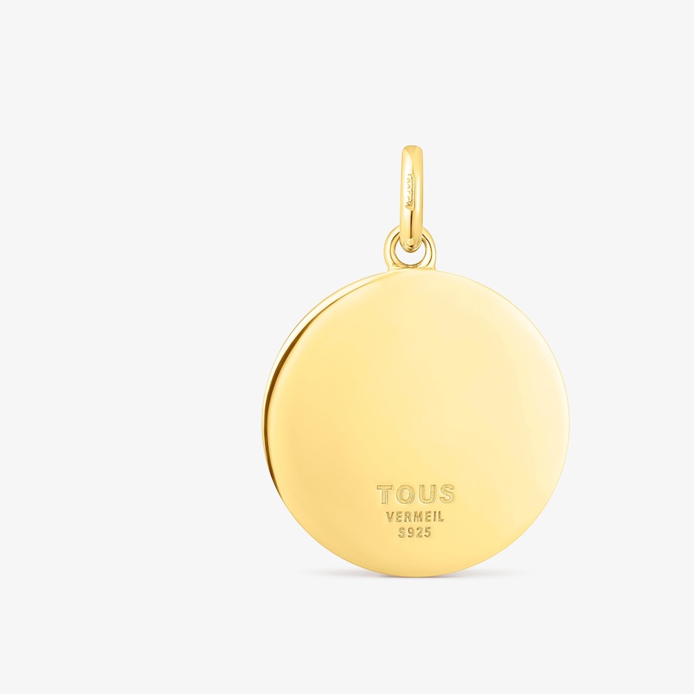 Medalla con ba&ntilde;o de oro 18 kt sobre plata luna y estrellas Effecttous