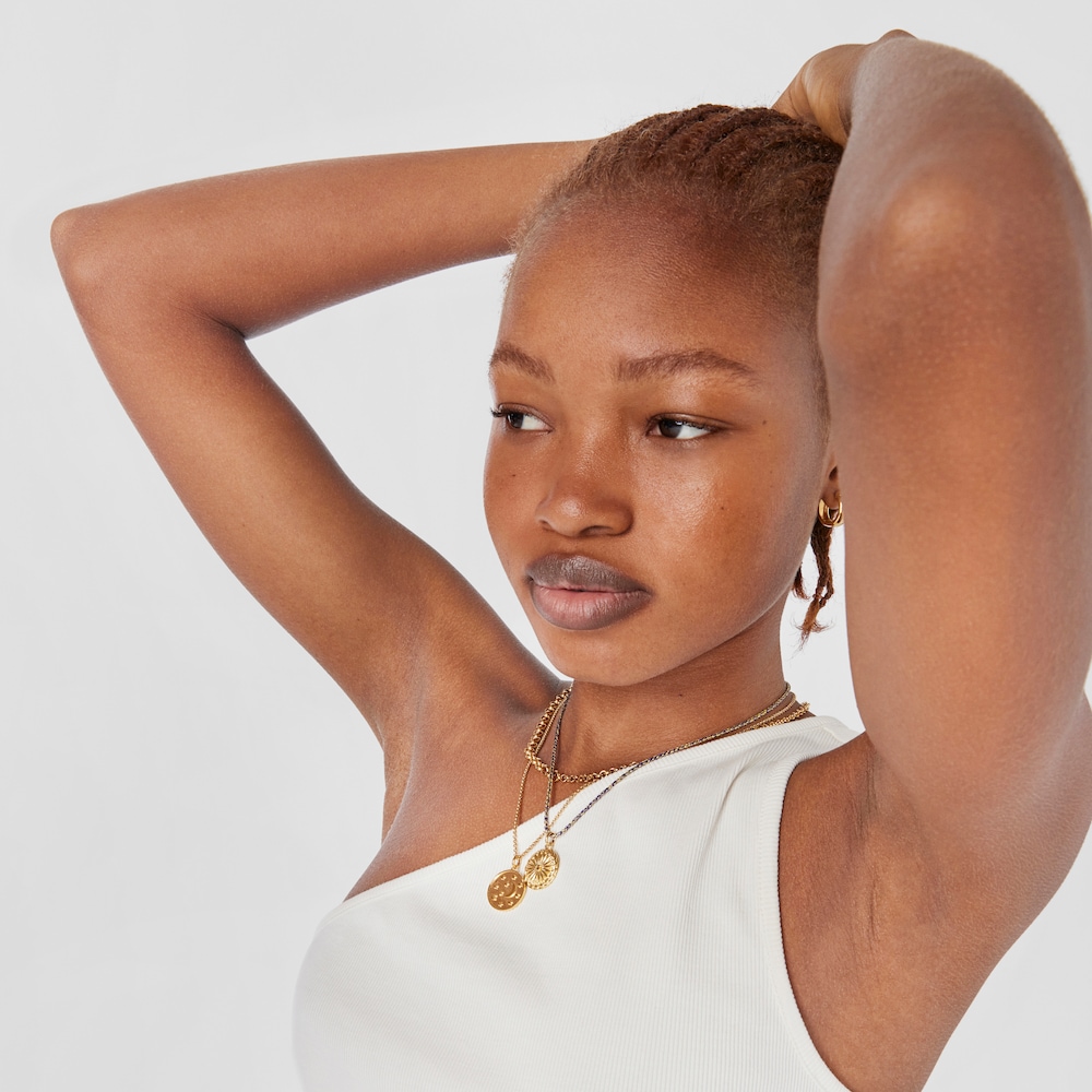 Medalla con ba&ntilde;o de oro 18 kt sobre plata luna y estrellas Effecttous