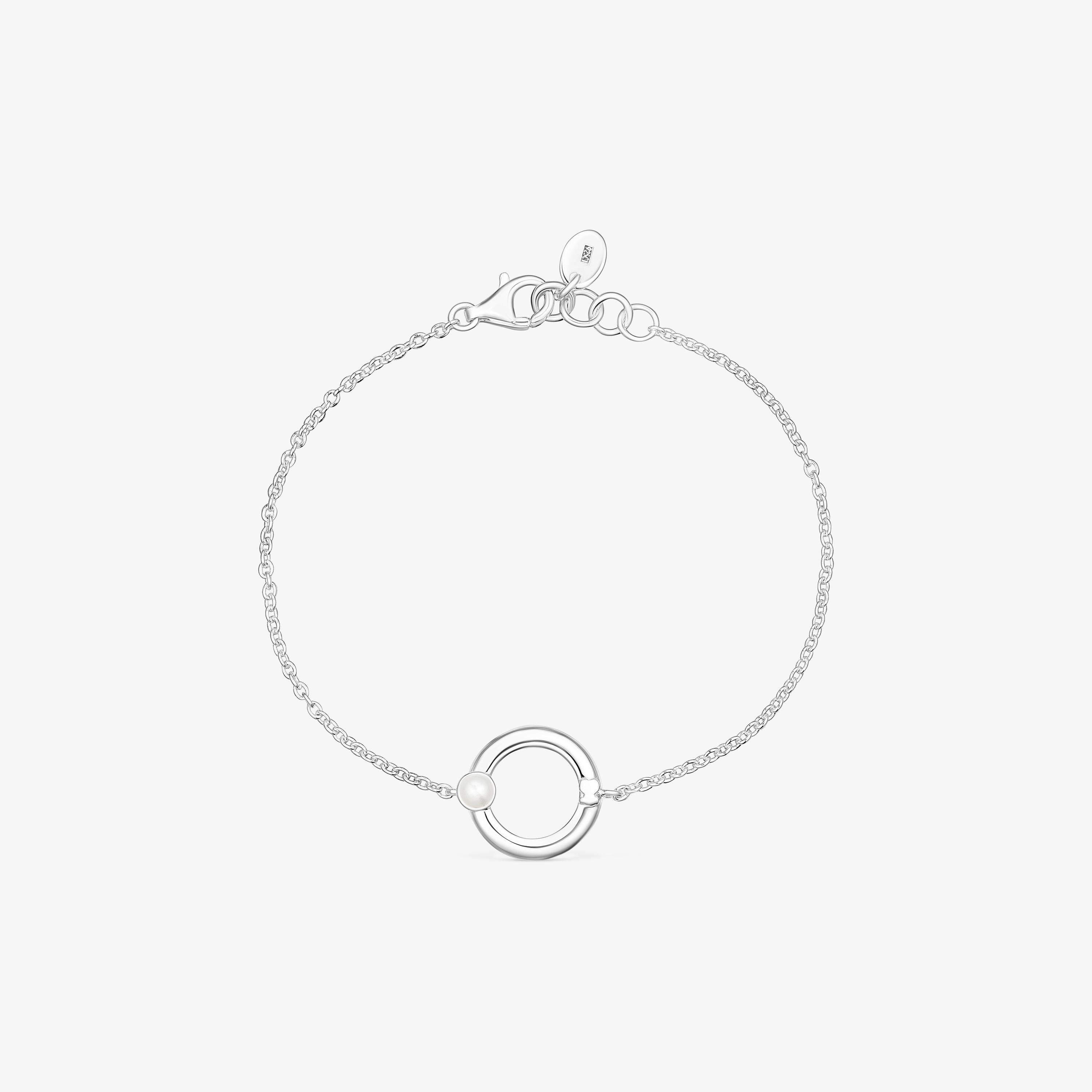 Silver TOUS Fellow Bracelet with a pearl and bear