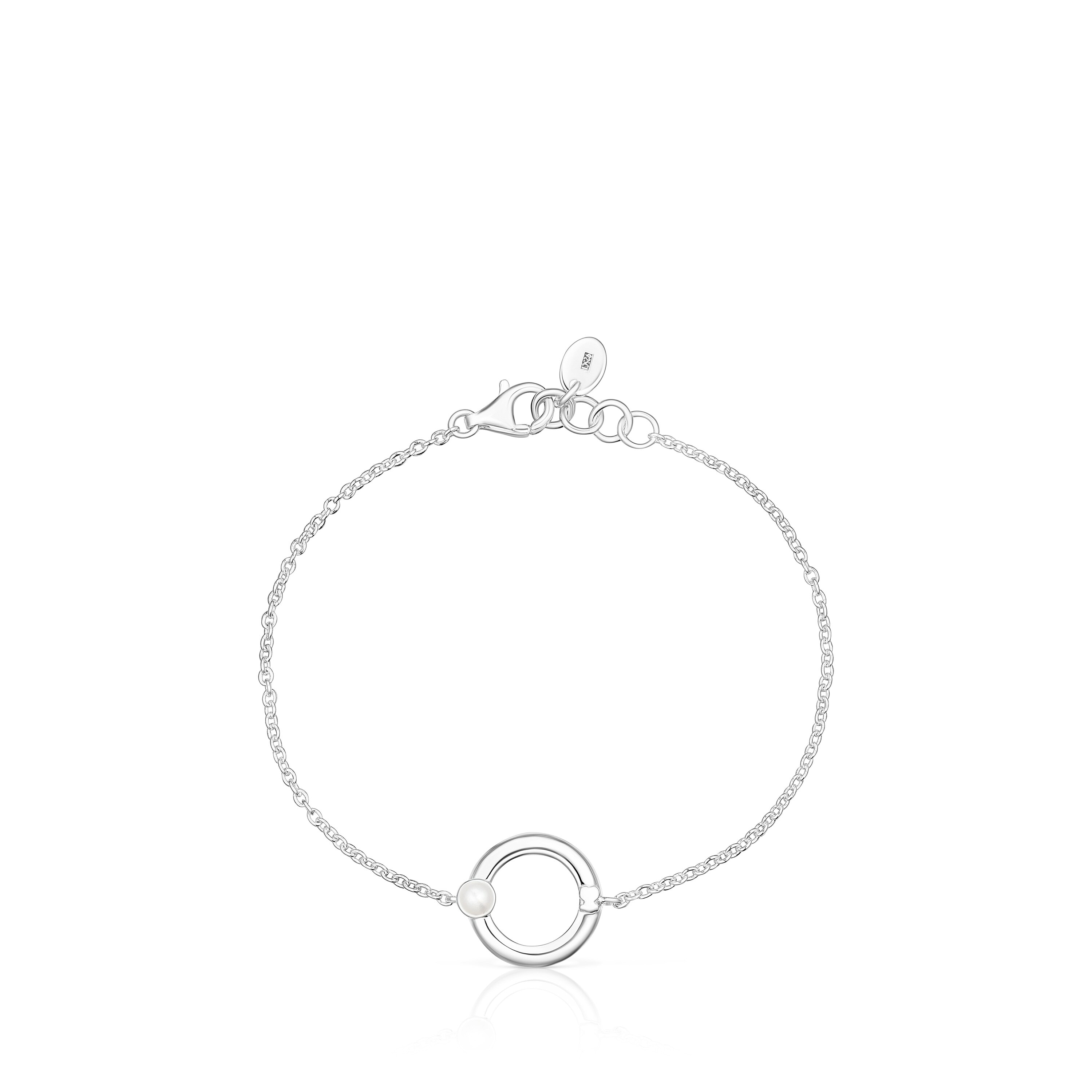 Silver TOUS Fellow Bracelet with a pearl and bear