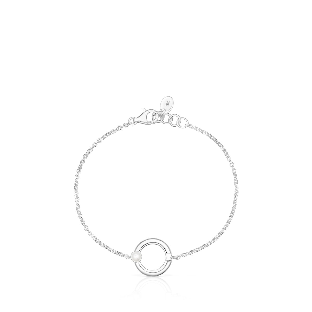 Pulsera de plata con una perla y oso TOUS Fellow
