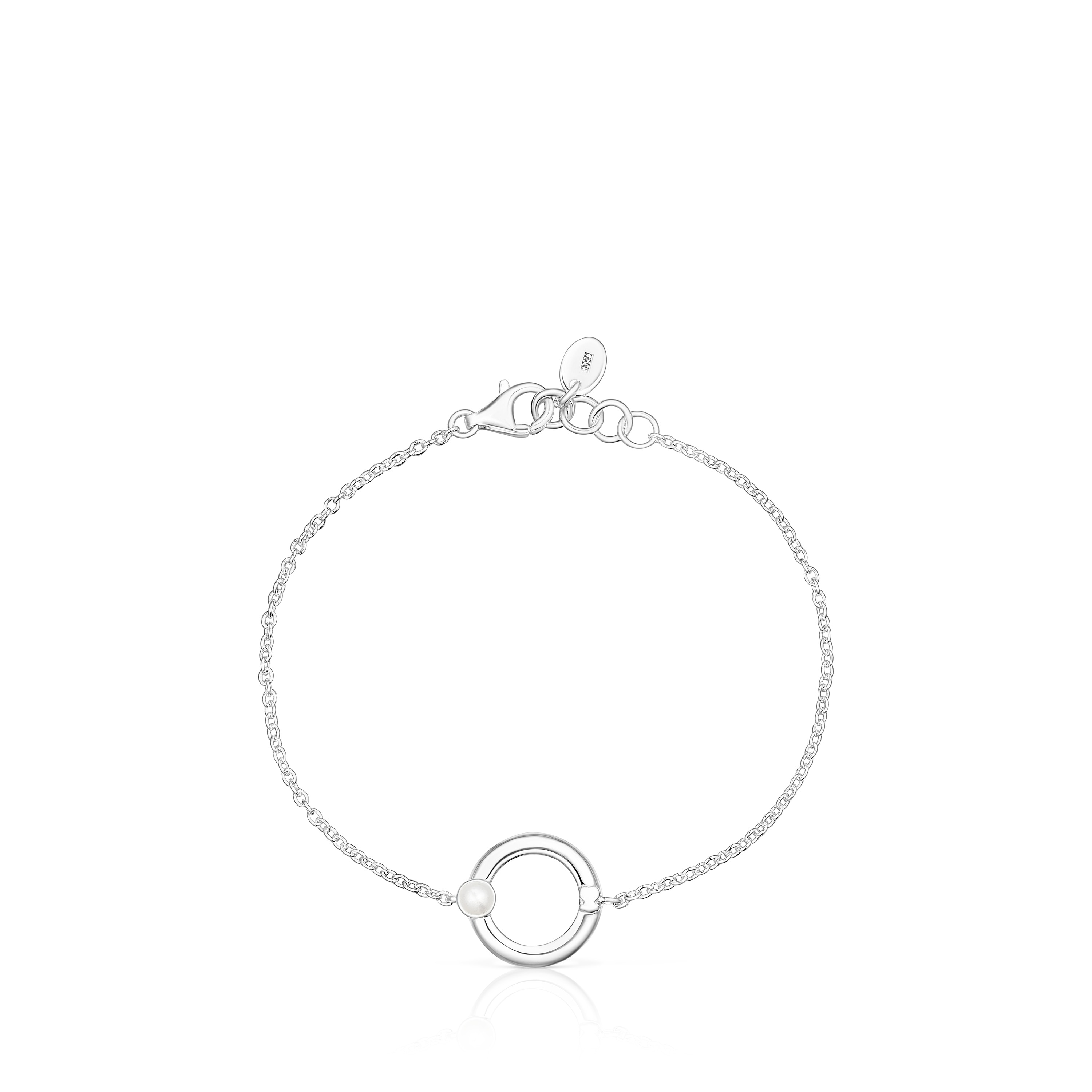 Silver TOUS Fellow Bracelet with a pearl and bear