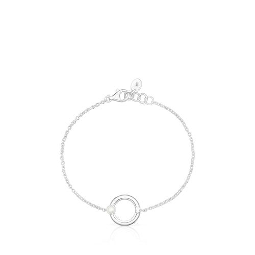 Silver TOUS Fellow Bracelet with a pearl and bear