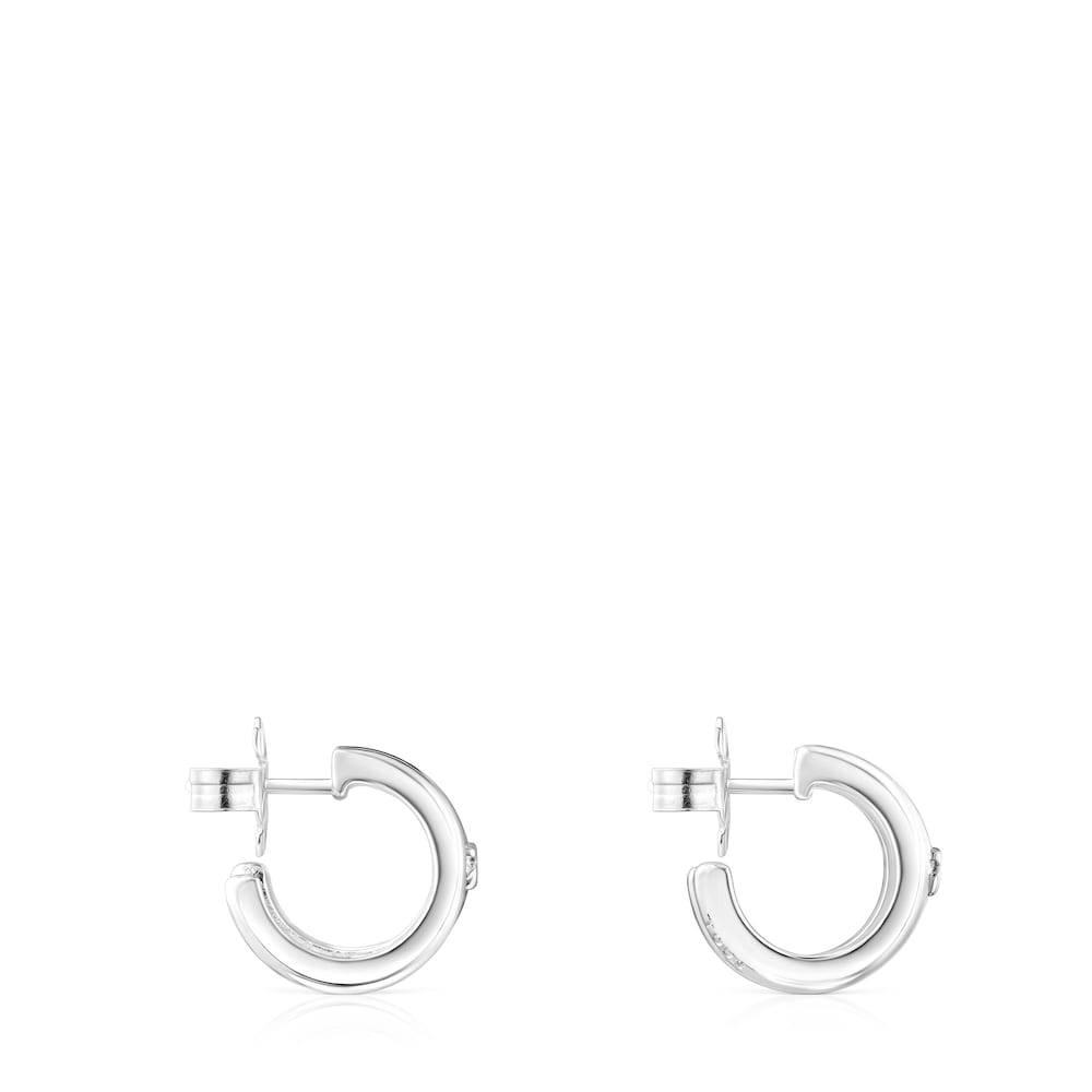 Silver TOUS Fellow Double-hoop earrings
