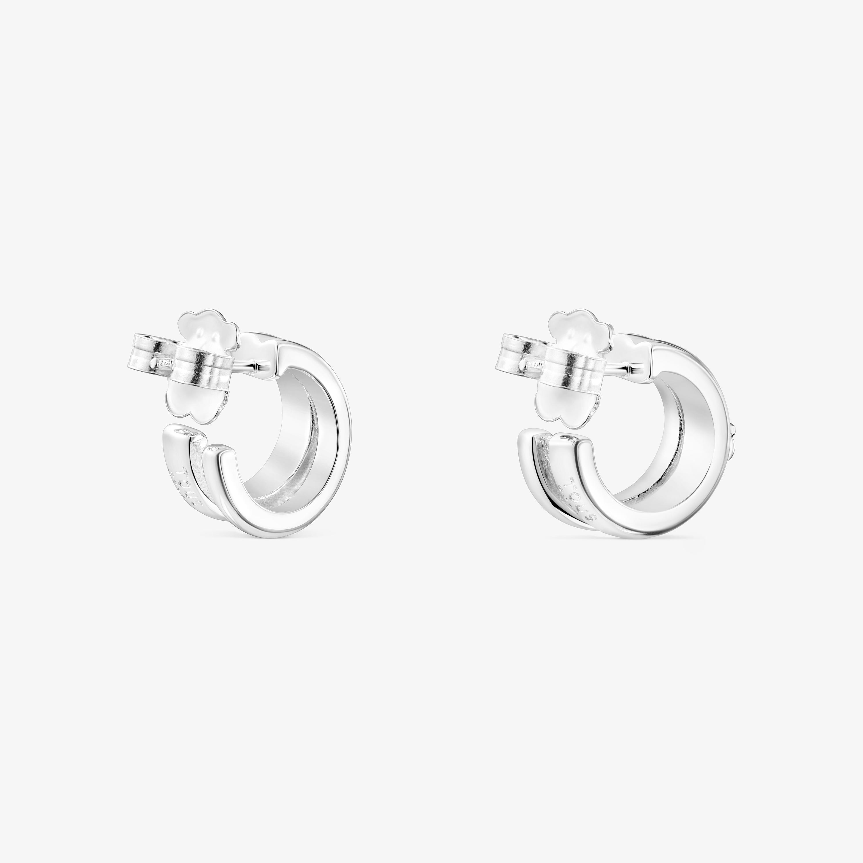 Silver TOUS Fellow Double-hoop earrings