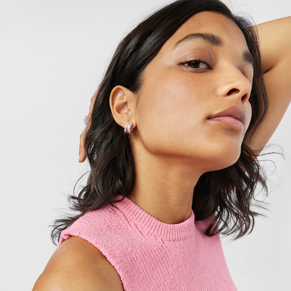 Silver TOUS Fellow Double-hoop earrings