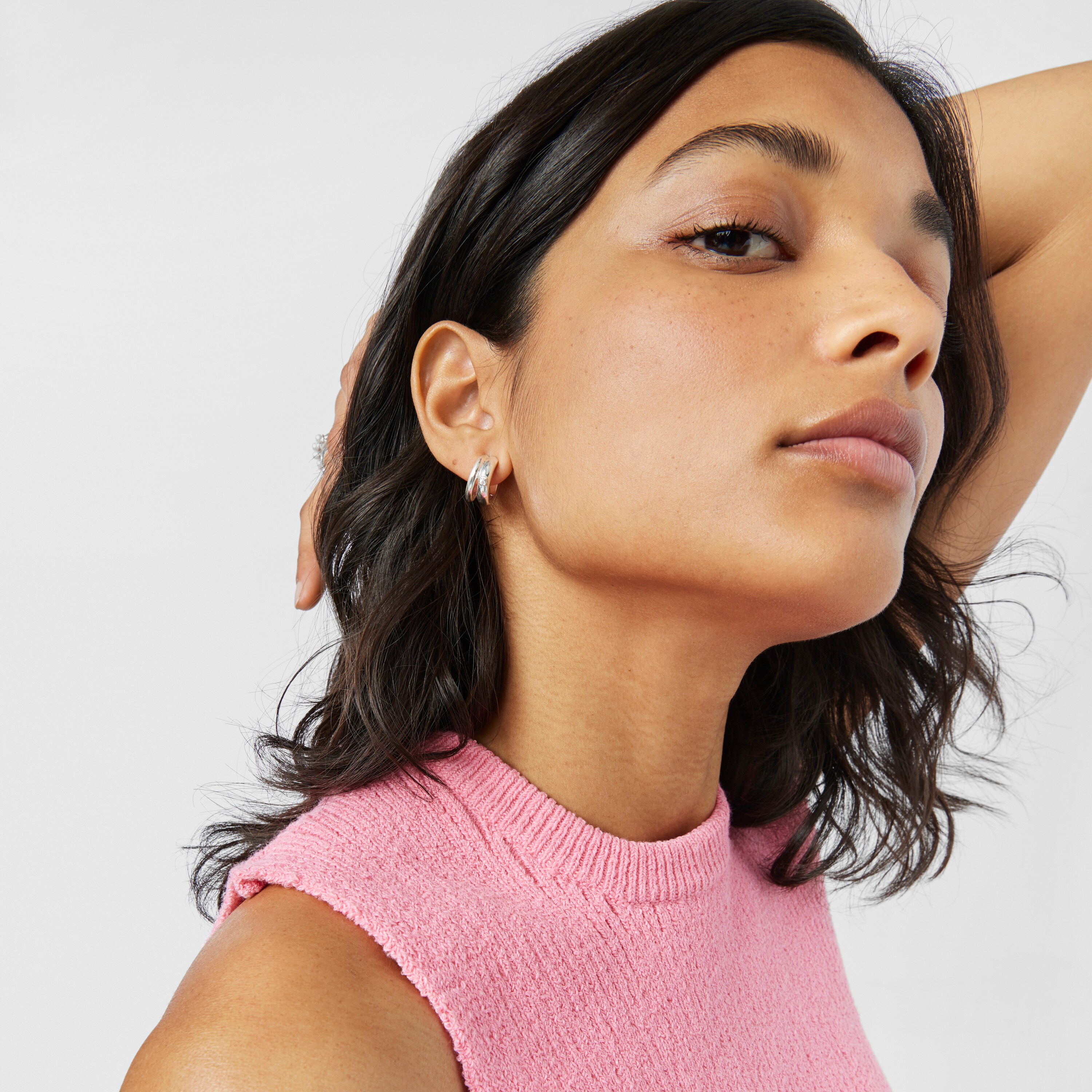 Silver TOUS Fellow Double-hoop earrings