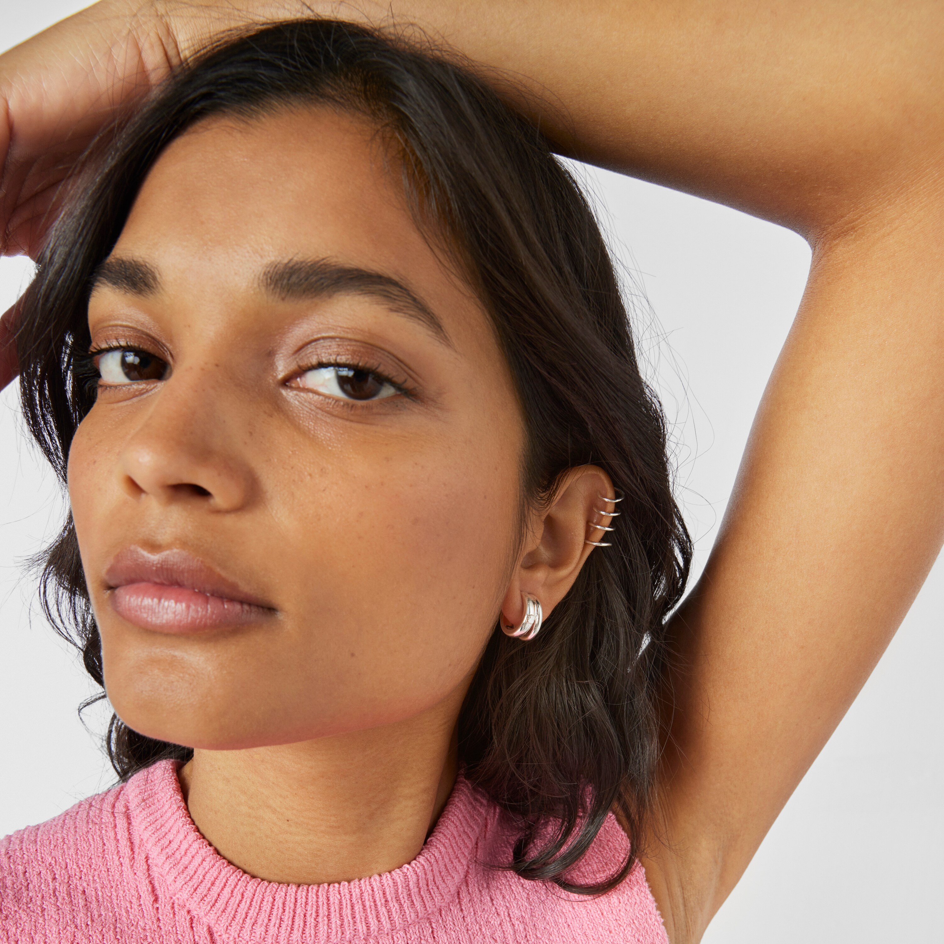 Silver TOUS Fellow Double-hoop earrings