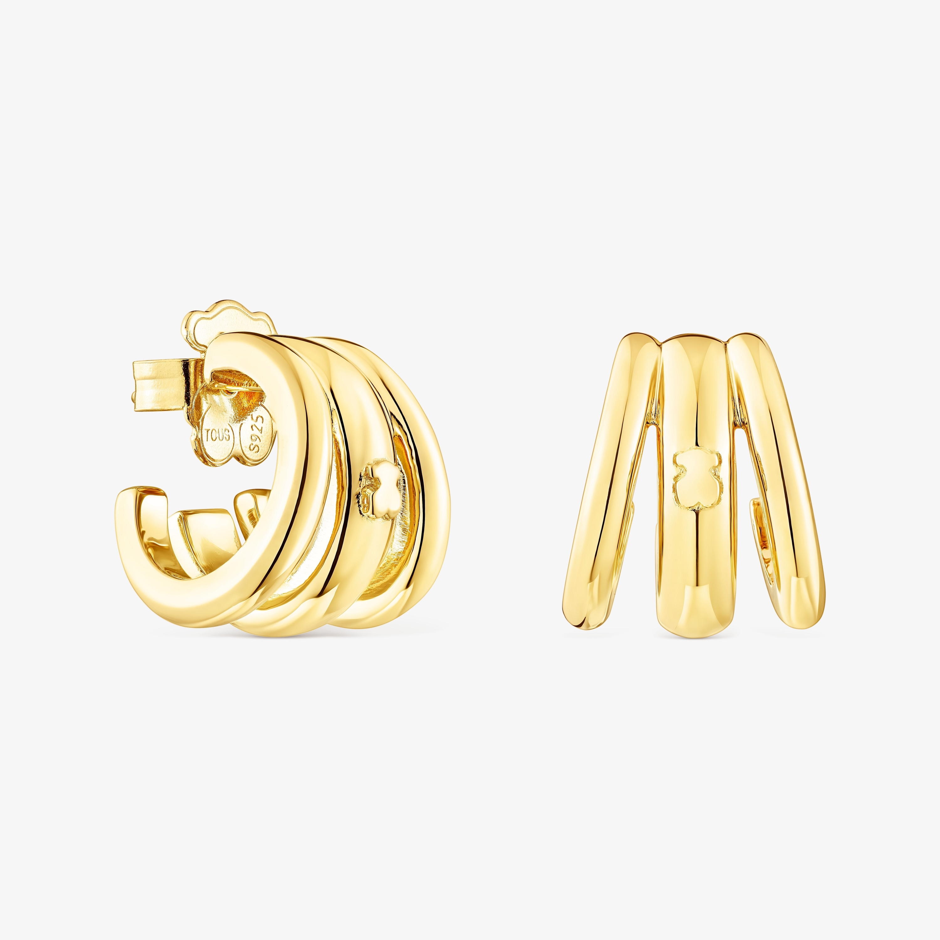 Silver vermeil TOUS Fellow Triple-hoop earrings