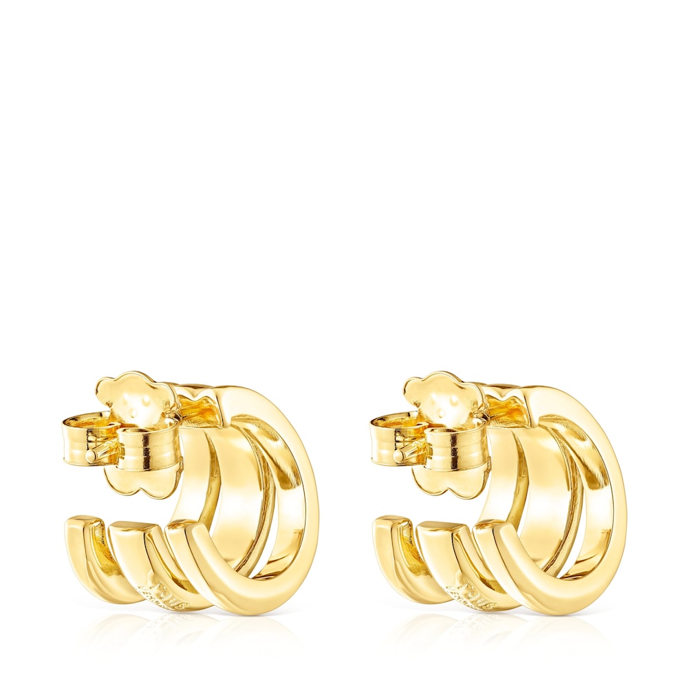 Pendientes triple aro con baño de oro 18 kt sobre plata TOUS fellow image number 2