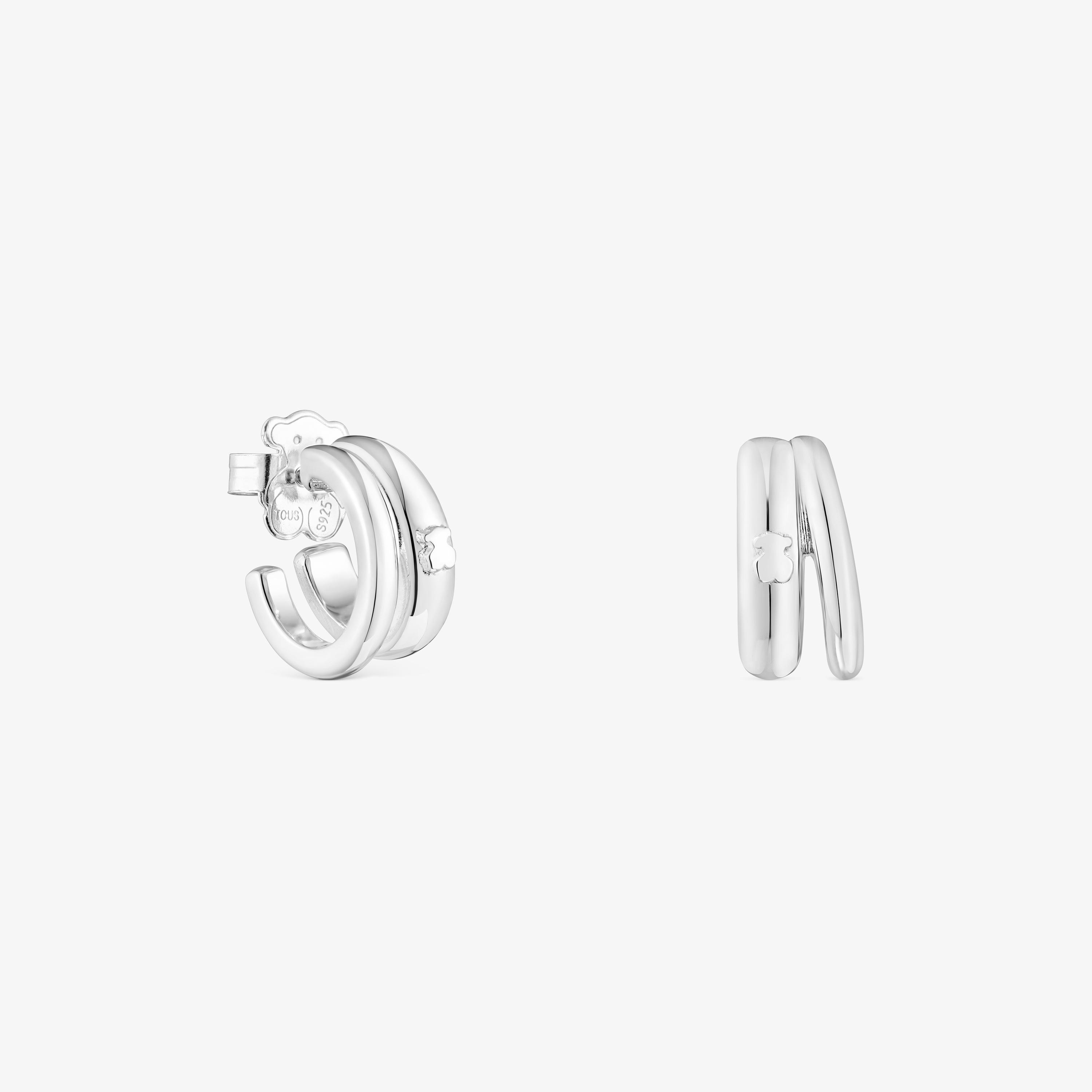 Silver TOUS Fellow Double-hoop earrings