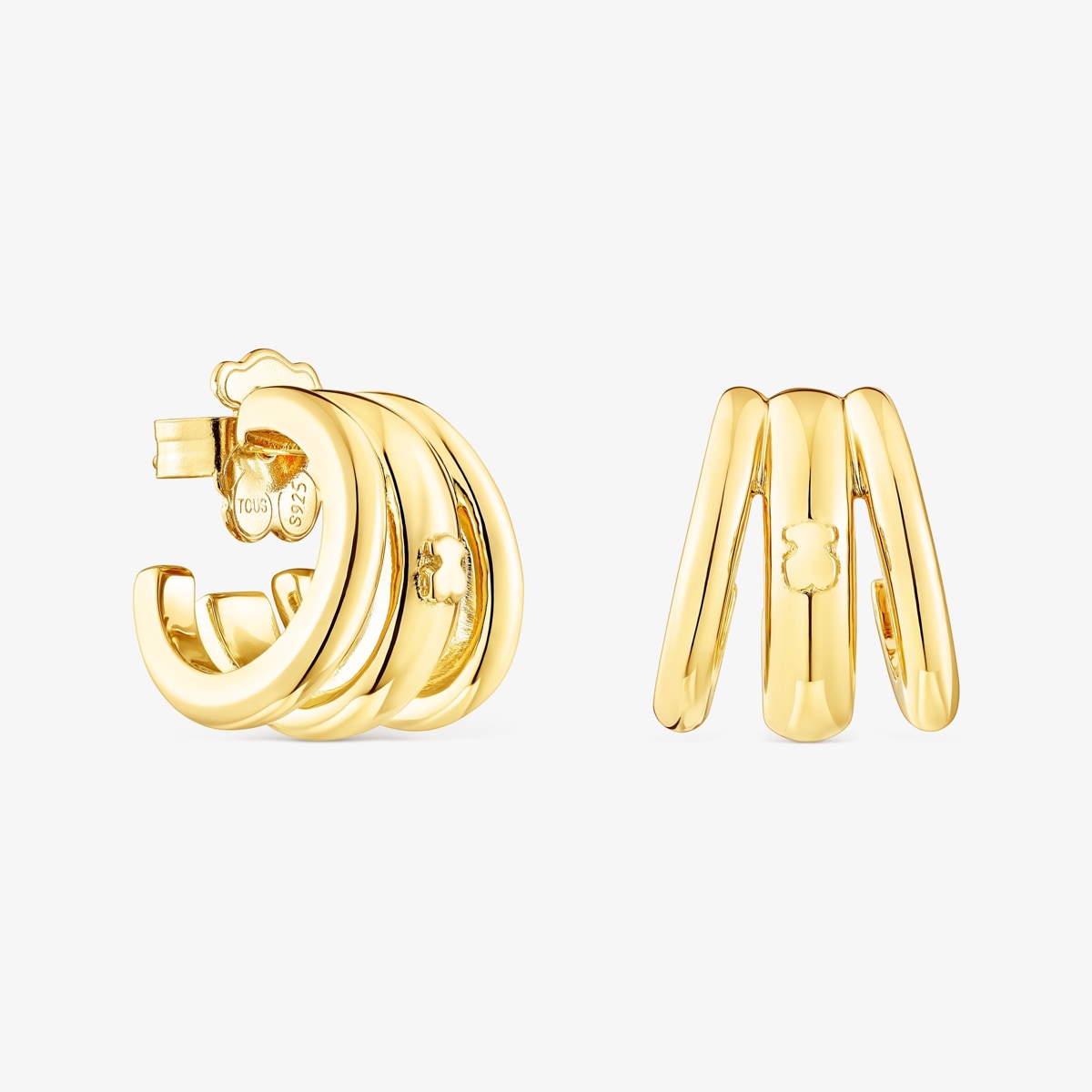 Tous - Pendientes Triple Aro Con Baño De Oro 18 Kt Sobre Plata Tous Fellow - Dorado