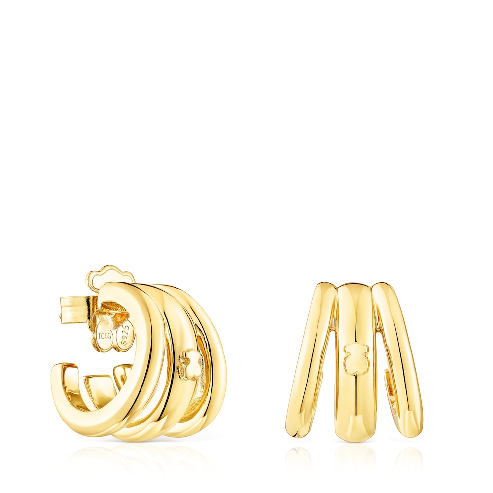 Pendientes triple aro con baño de oro 18 kt sobre plata TOUS fellow image number 2