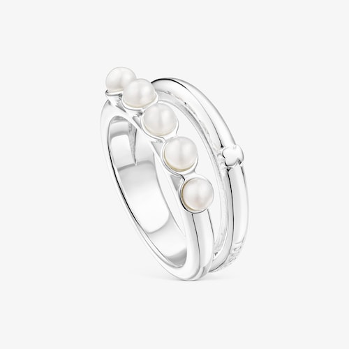 Anillo doble de plata con perlas TOUS Fellow