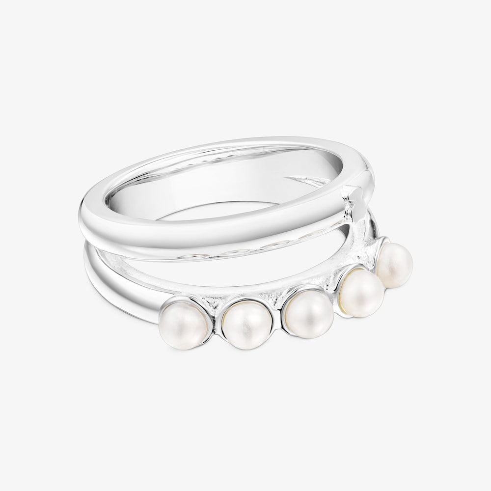 Anillo doble de plata con perlas TOUS Fellow