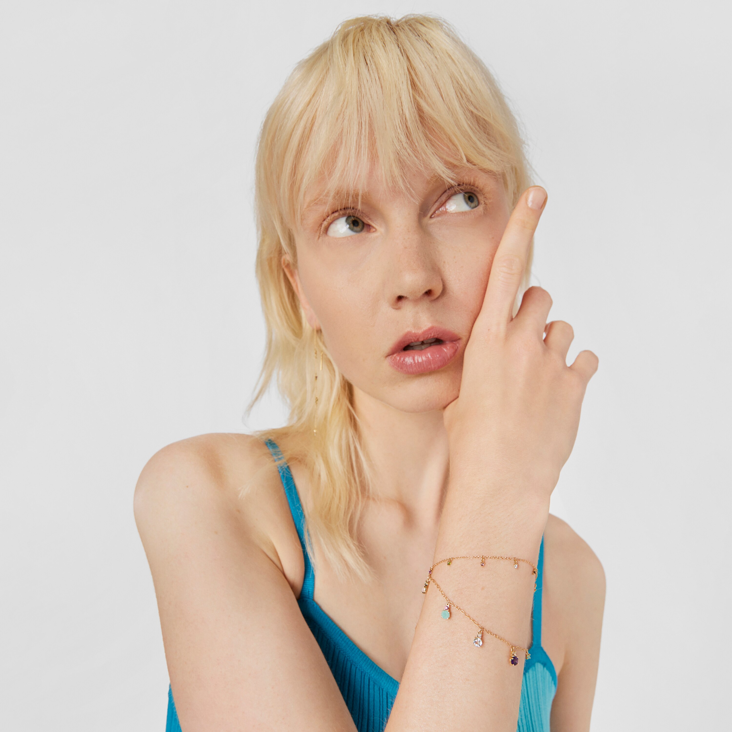 18K Solid Gold Virtual Garden Bracelet with gemstones