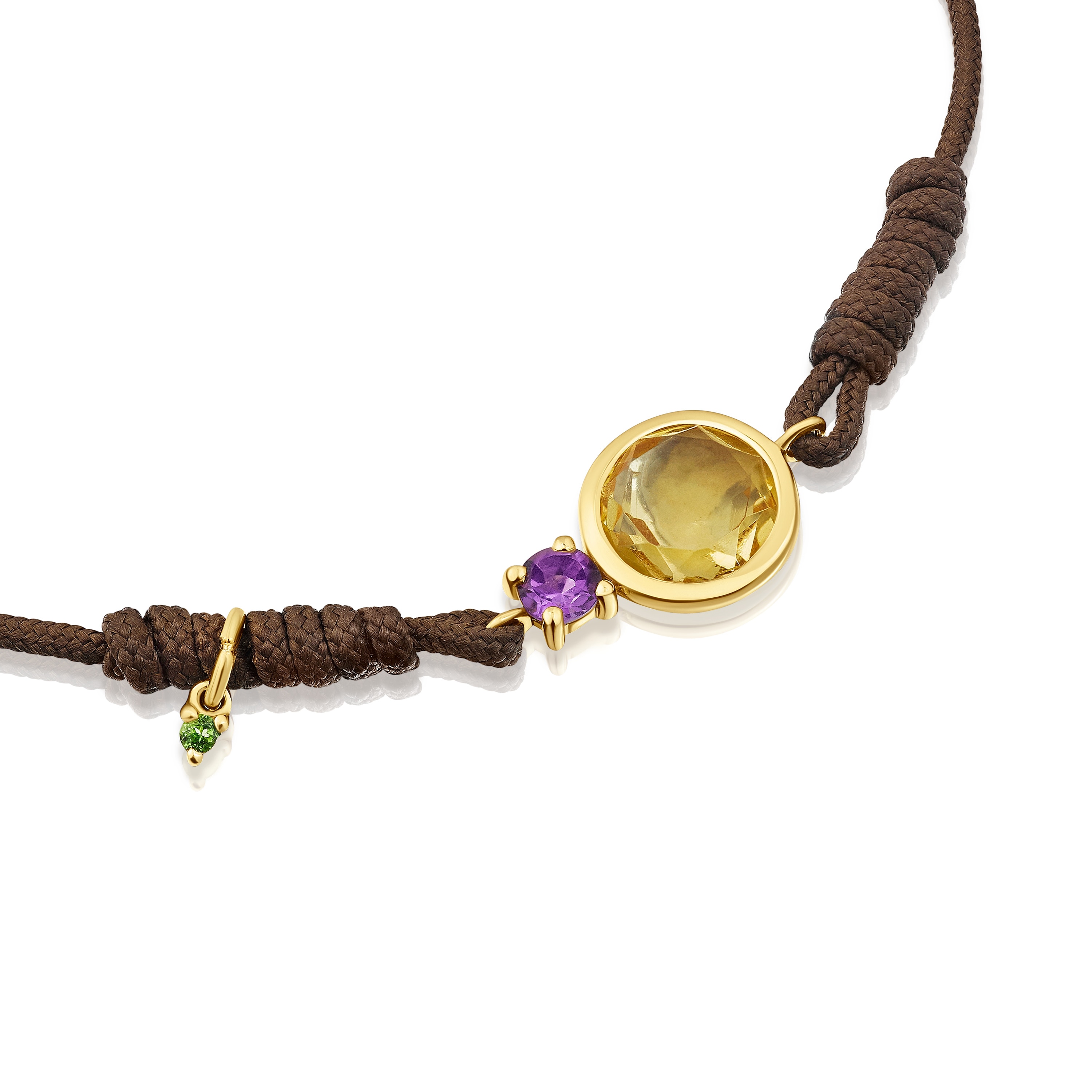 Nylon Virtual Garden Bracelet with citrine and gold