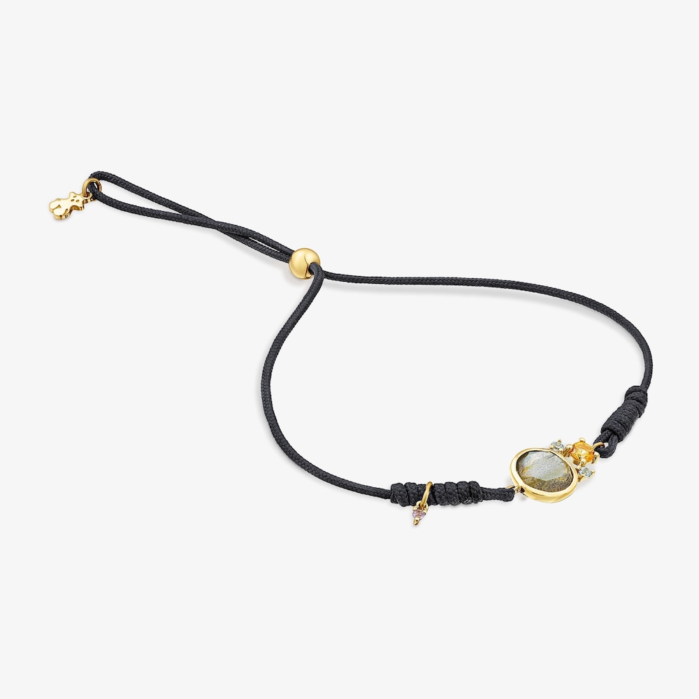 Nylon Virtual&nbsp;Garden Bracelet with labradorite and 18K solid gold