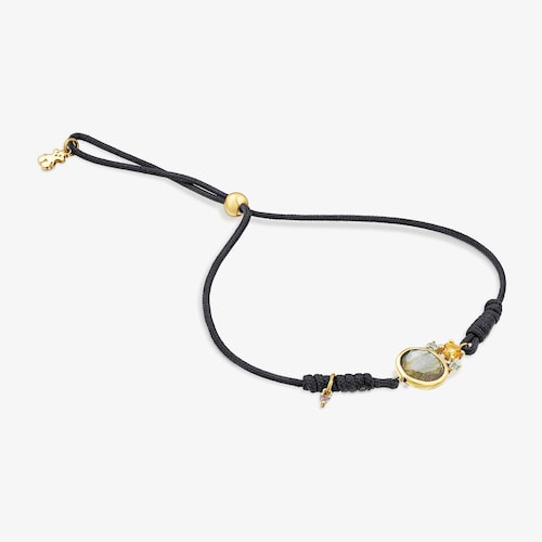 Nylon Virtual&nbsp;Garden Bracelet with labradorite and 18K solid gold