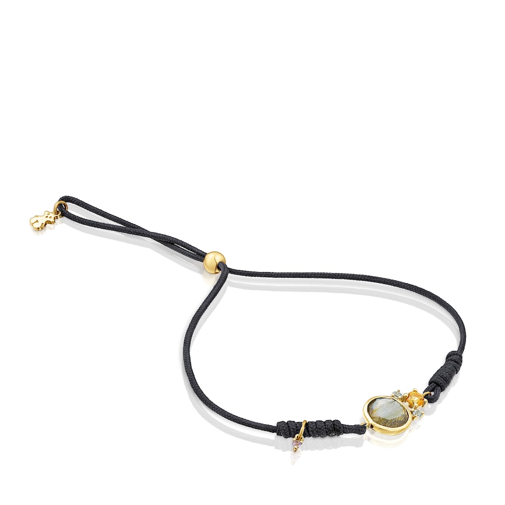 Pulsera de nylon con labradorita y oro Virtual Garden image number 0