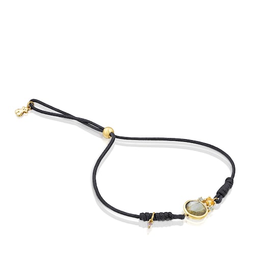 Pulsera de nylon con labradorita y oro Virtual Garden